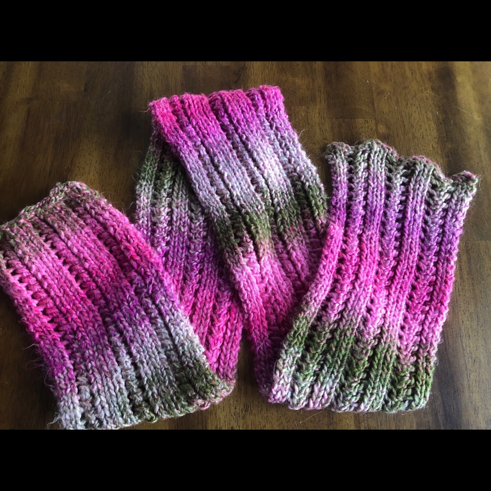 Hand Knit Scarf in Pinks